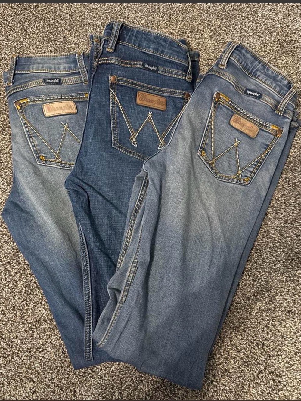 Wrangler Women’s Bootcut Jeans Trio in Light and Mid Blue Size 5/28 36 Inseam